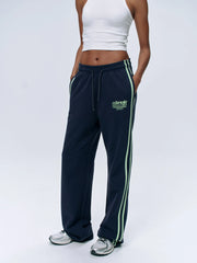 Piping Straight Leg Sweatpants - Navy Blue/Mint Green