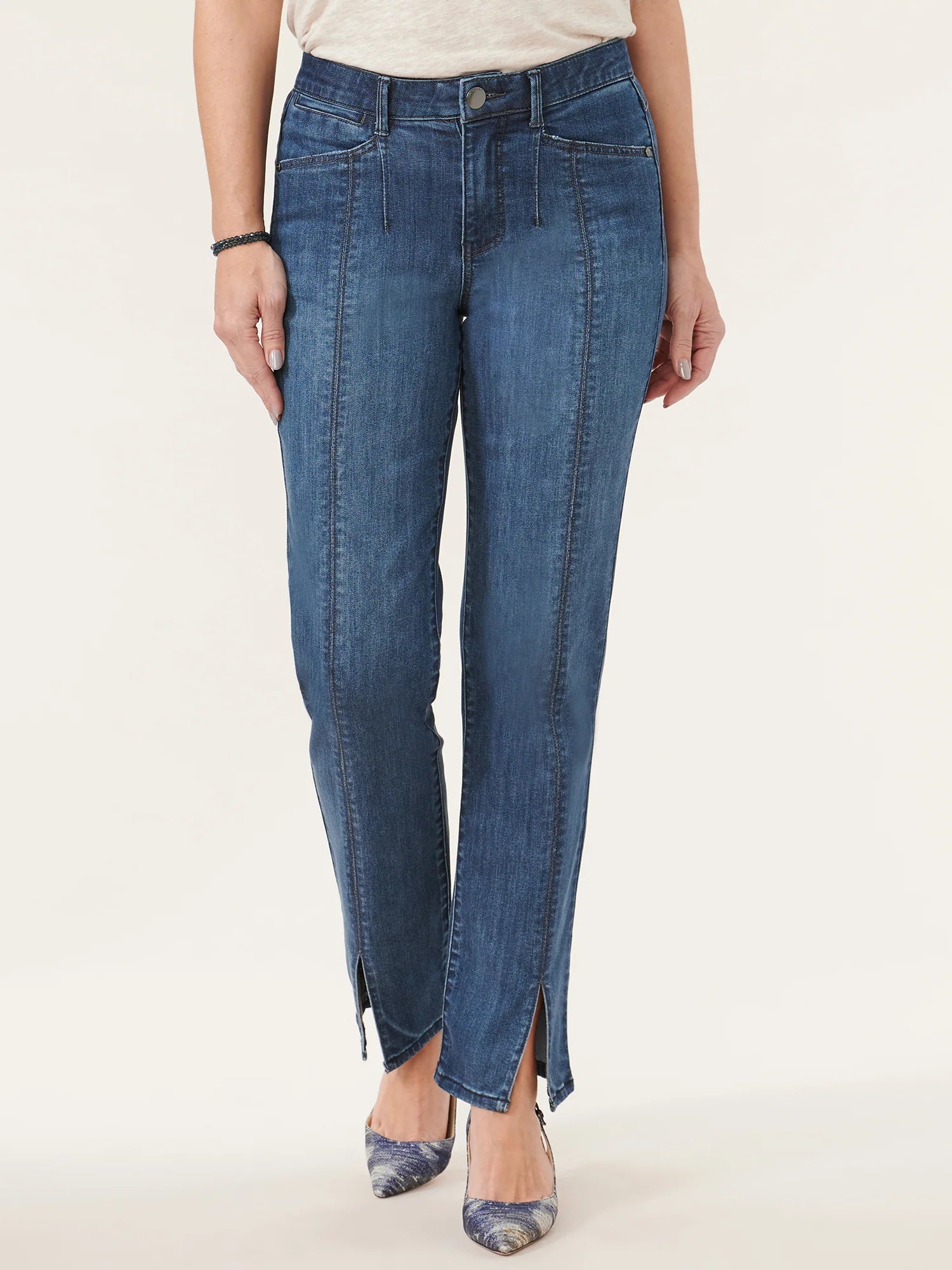 "Ab"solution® High Rise Front Slit Straight Leg Jeans