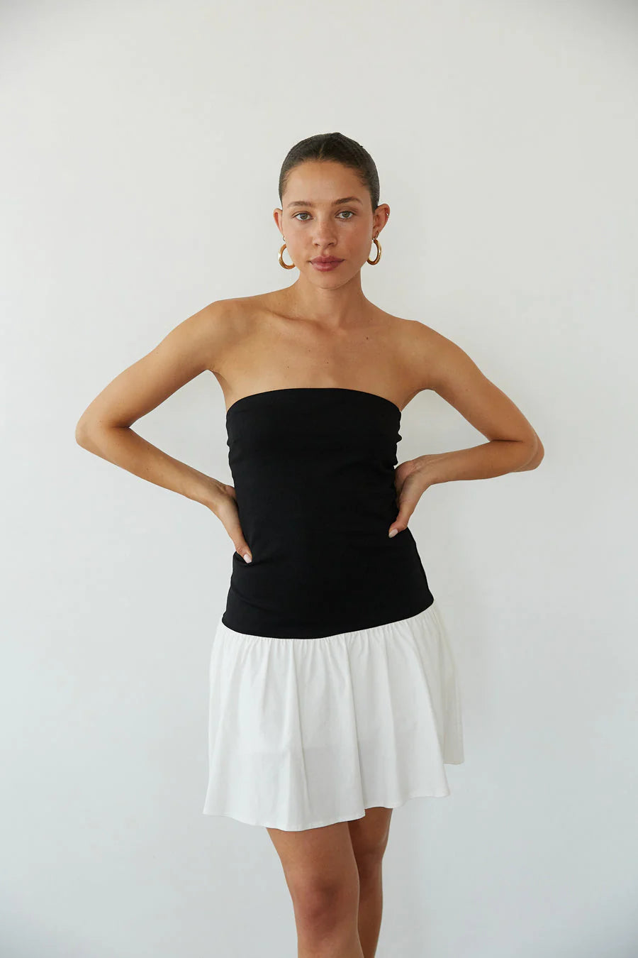 Anya Contrast Fit and Flare Mini Dress