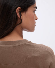 Washed Long Sleeve Drop Shoulder T-shirt - Pebble Brown