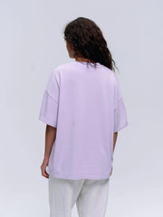 Varsity Washed Short Sleeve Drop Shoulder T-shirt - Lilac Purple