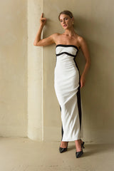 Meredith Strapless Contrast Bodycon Midi Dress