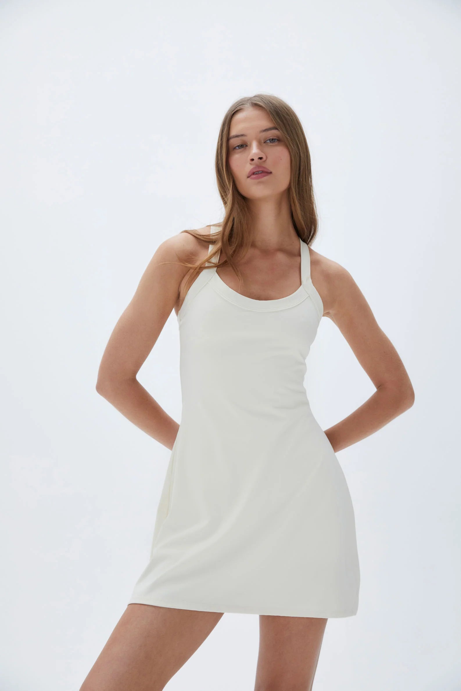Wide Binding Racer Dress - Marshmallow White