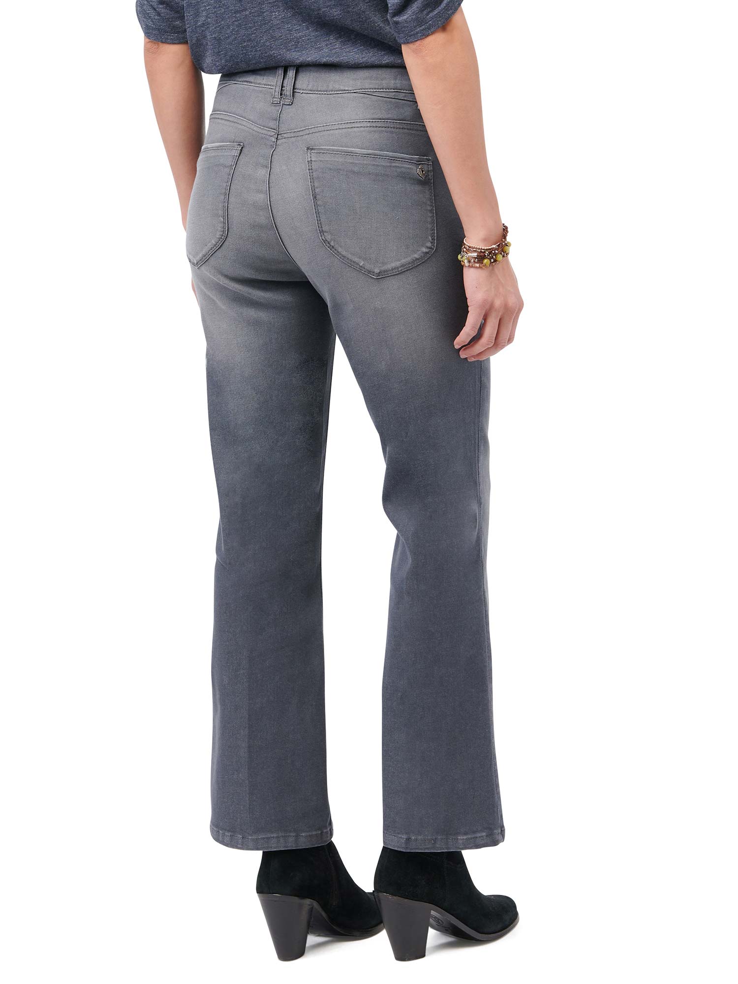 "Ab"solution® High Rise Grey Denim Cropped Barely Bootcut Jean