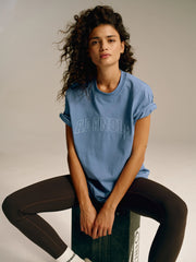 Varsity Stitch Oversized Short Sleeve T-shirt - Vintage Blue
