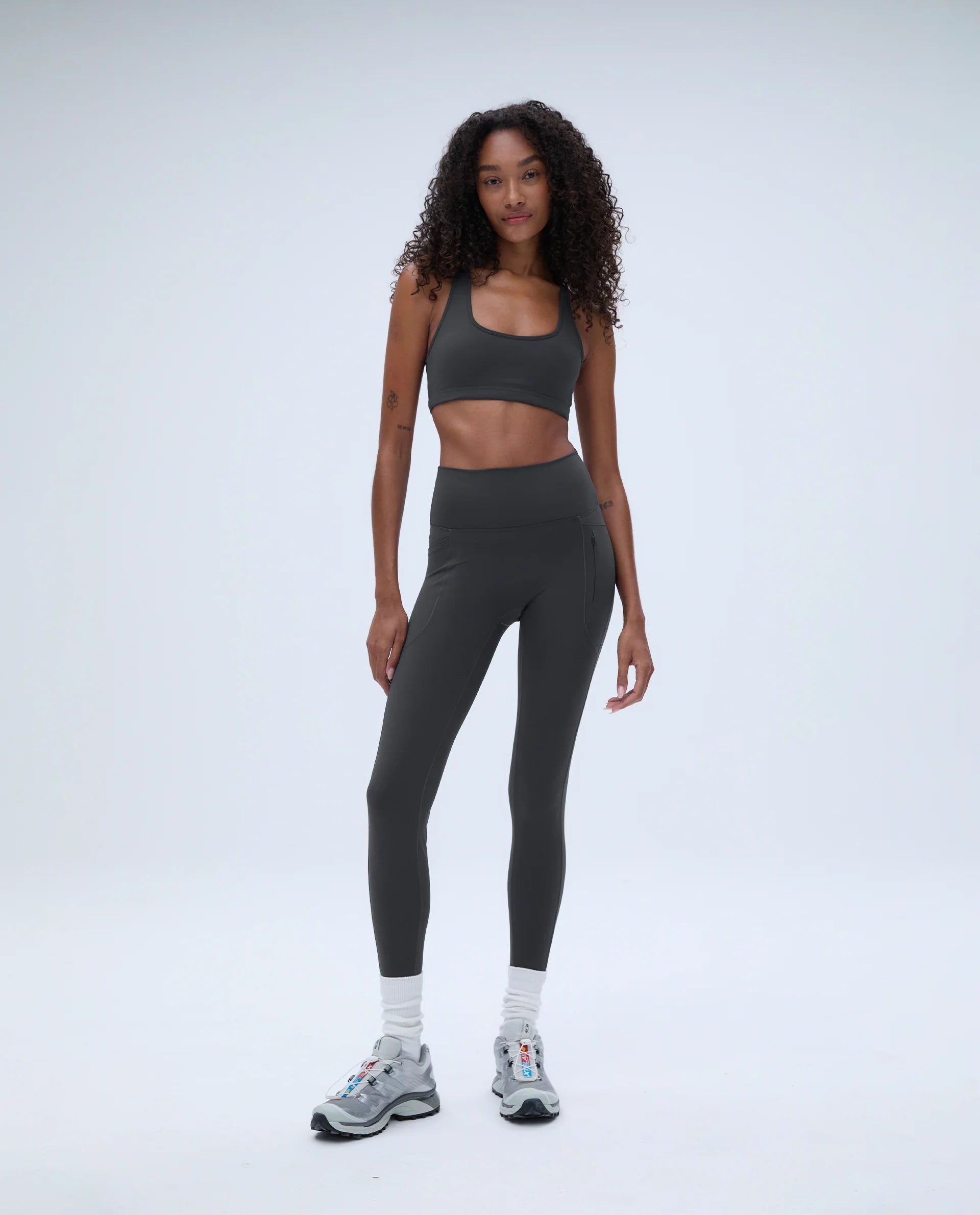 Ultimate Graphic Seam Detail Zip Pocket Leggings - Graphite Grey