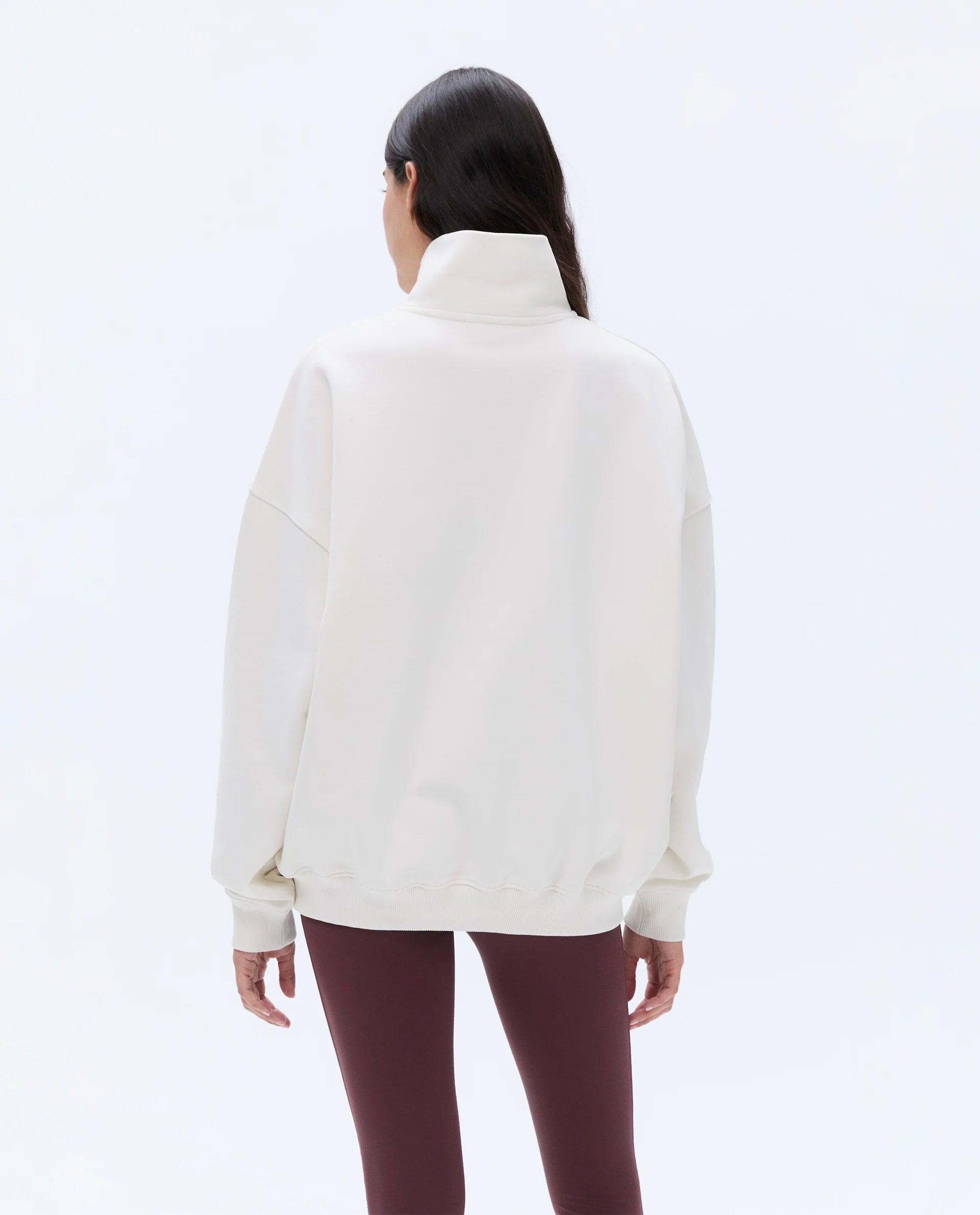 Trail Oversized Funnel Neck Zip Sweatshirt - Marshmallow White