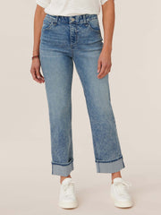 "Ab"solution® High Rise Light Blue Boyfriend Jean