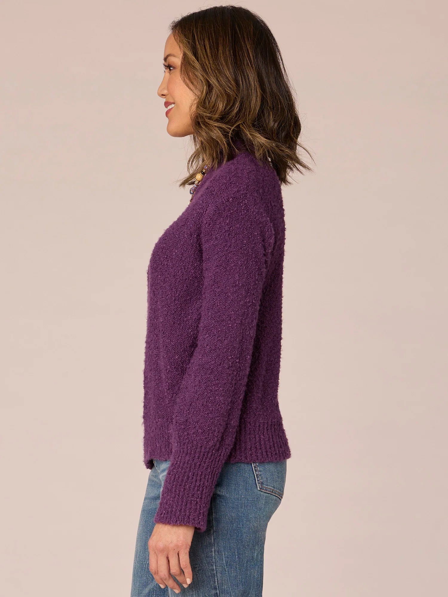 Long Sleeve Double Banded Round Neck Sweater