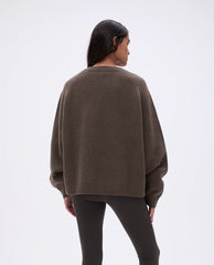 ADA Oversized Knit Sweatshirt - Dark Cocoa Brown/Cream