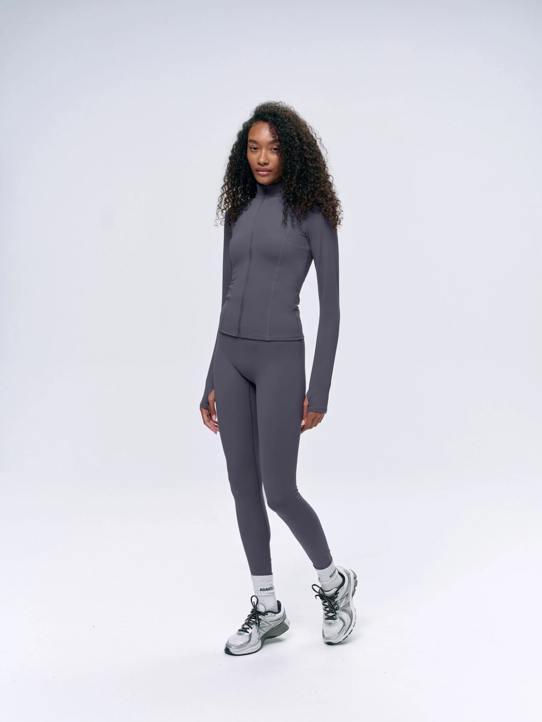 Ultimate Long Sleeve Zip Up Top - Dark Grey