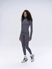 Ultimate Long Sleeve Zip Up Top - Dark Grey