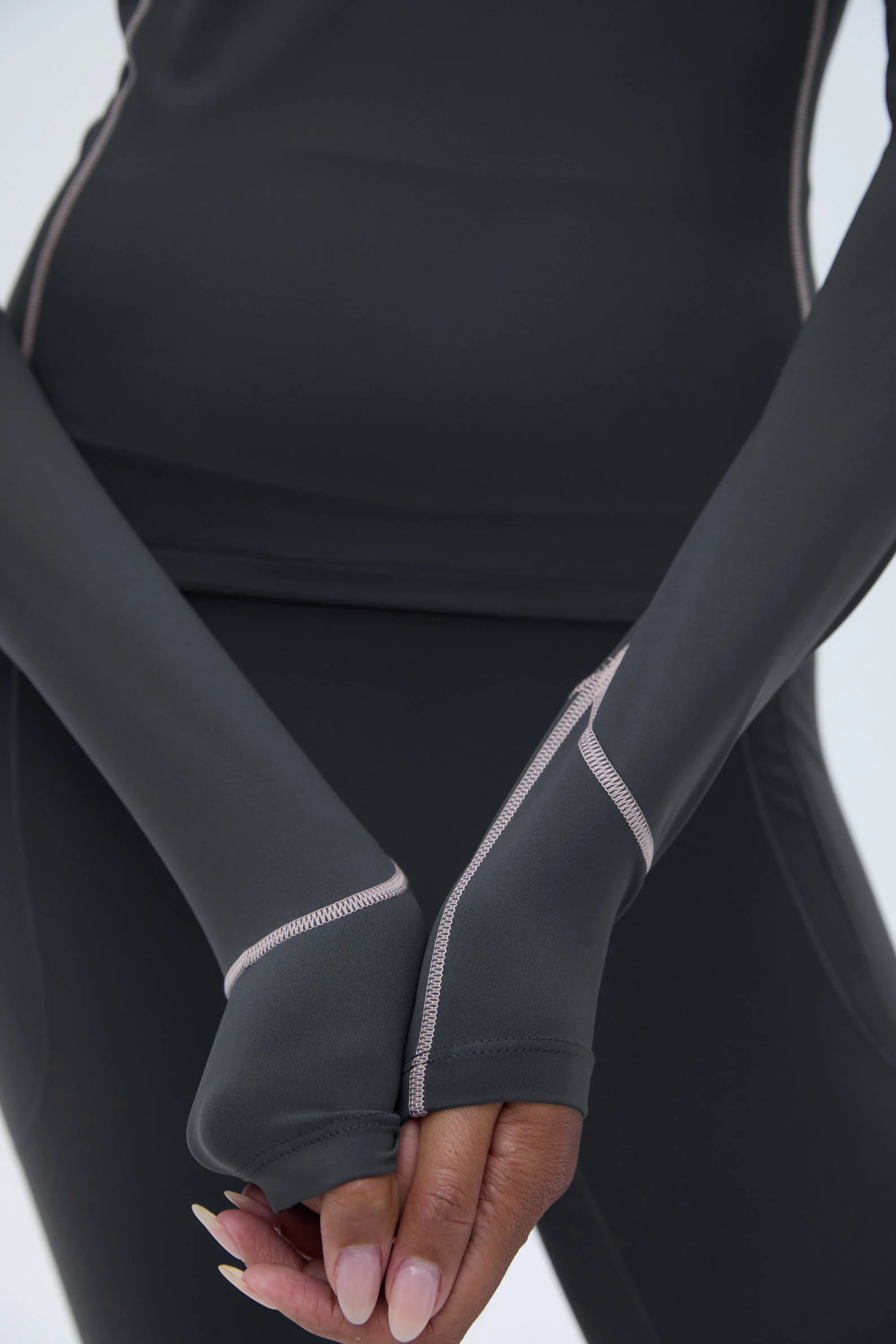 Ultimate Long Sleeve Seam Detail Top - Graphite Grey
