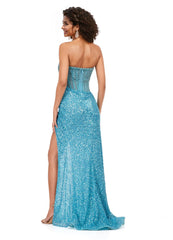 Ashley Lauren Corset Bustier Gown Wrap Skirt Evening Prom Dress