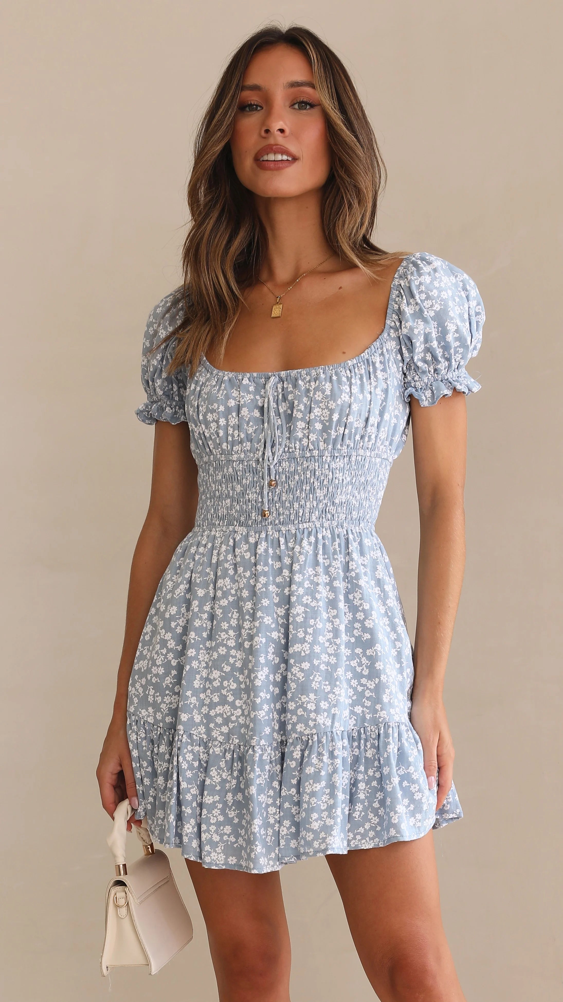 Kori Mini Dress - Blue Floral