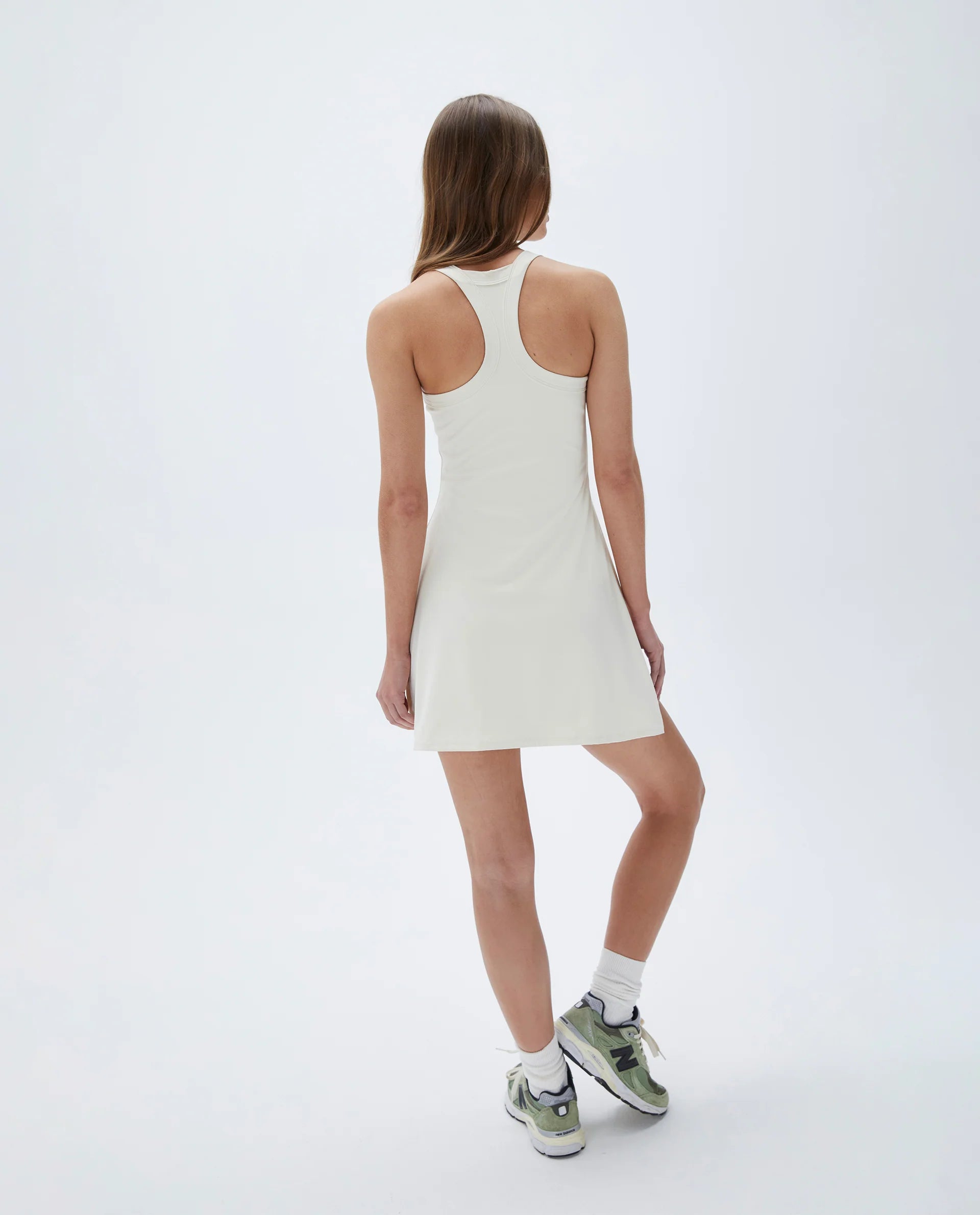 Wide Binding Racer Dress - Marshmallow White