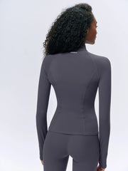 Ultimate Long Sleeve Zip Up Top - Dark Grey