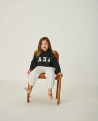 Mini ADA Oversized Knit Hoodie - Dark Grey/Cream