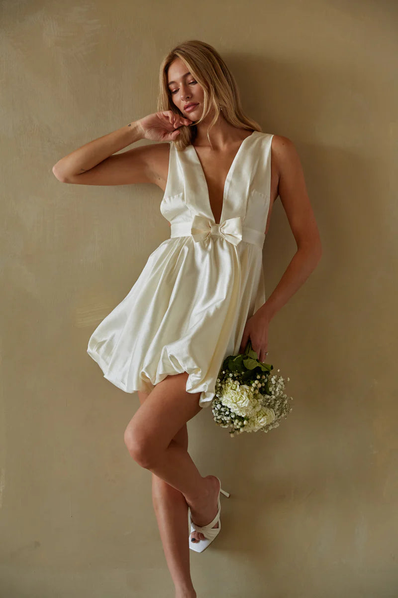 Kaya Bow Bubble Babydoll Mini Dress