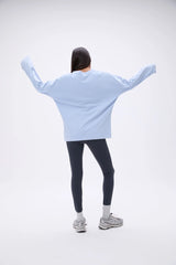 Washed Long Sleeve Drop Shoulder T-shirt - Powder Blue
