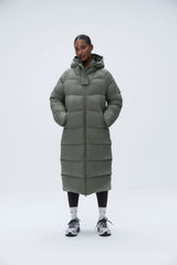 Longline Puffer Jacket - Olive Green