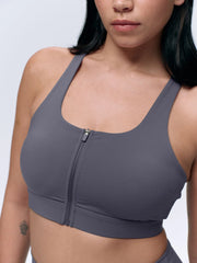 Ultimate Zip Front Bra - Dark Grey