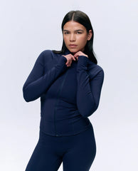 Ultimate Long Sleeve Zip Up Top - Navy Blue