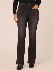 Washed Black "Ab"solution Mid-Rise Double Side Seam Itty Bitty Boot Jeans