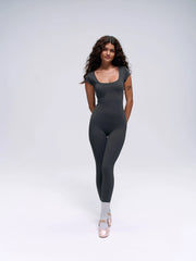 Ultimate Scoop Neck Cap Sleeve Unitard - Graphite Grey