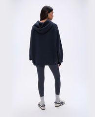 Varsity Oversized Knit Hoodie - Deep Midnight Blue/Cream