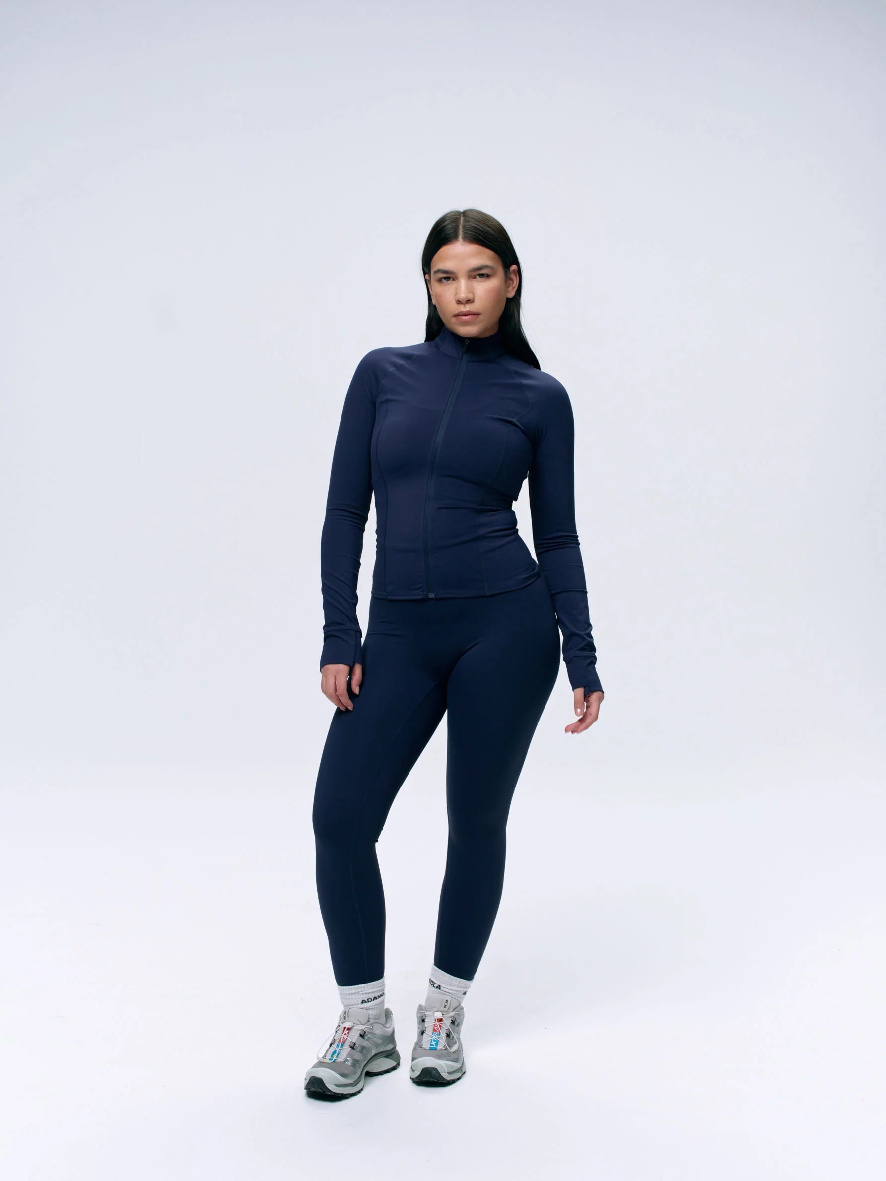 Ultimate Long Sleeve Zip Up Top - Navy Blue
