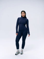 Ultimate Long Sleeve Zip Up Top - Navy Blue