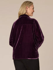 Long Sleeve Button Down Velvet Plus Size Woven Shirt with French Cuffs