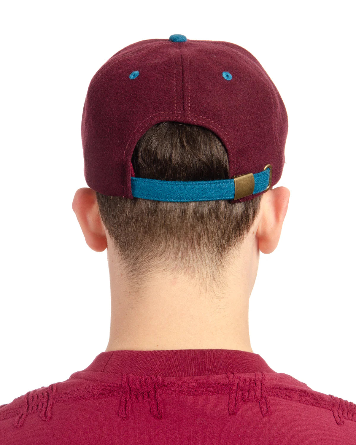 Evil Eyes Wool Five Panel Hat - Burgundy