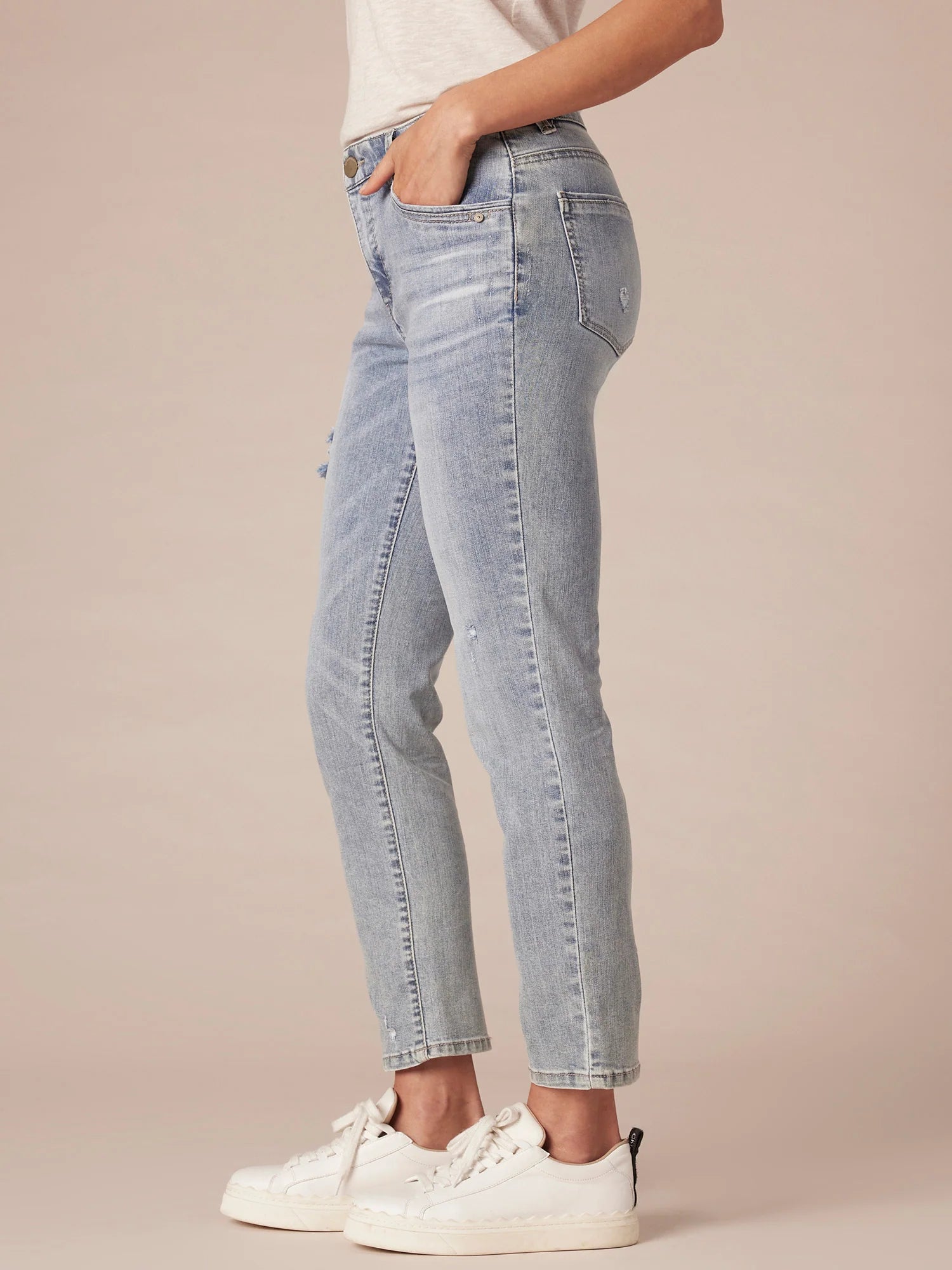 "Ab"solution® High Rise Light Blue Vintage Denim Skinny Jeans