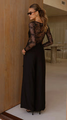 Eldora Long Sleeve Lace Top - Black