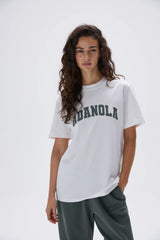 Varsity Oversized Short Sleeve T-shirt - White/Mineral Green