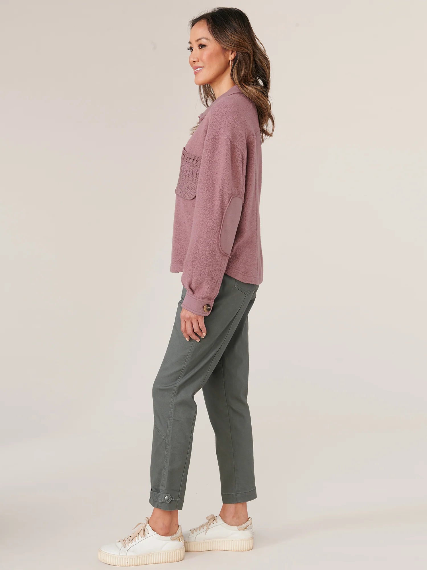 Long Sleeve Button Up Passimenterie Patch Pocket Cropped Jacket