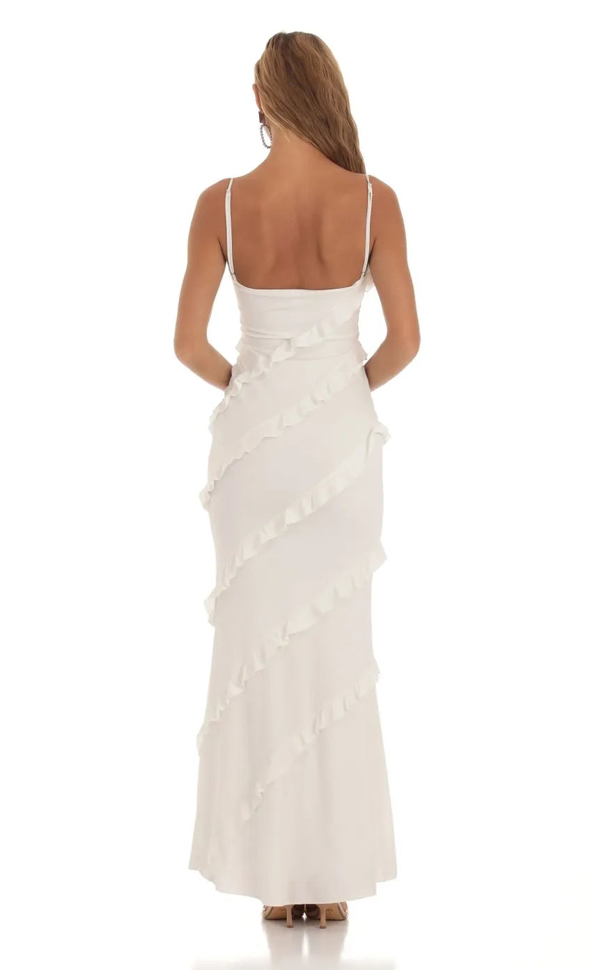 Ruffle Maxi Dress in Pink