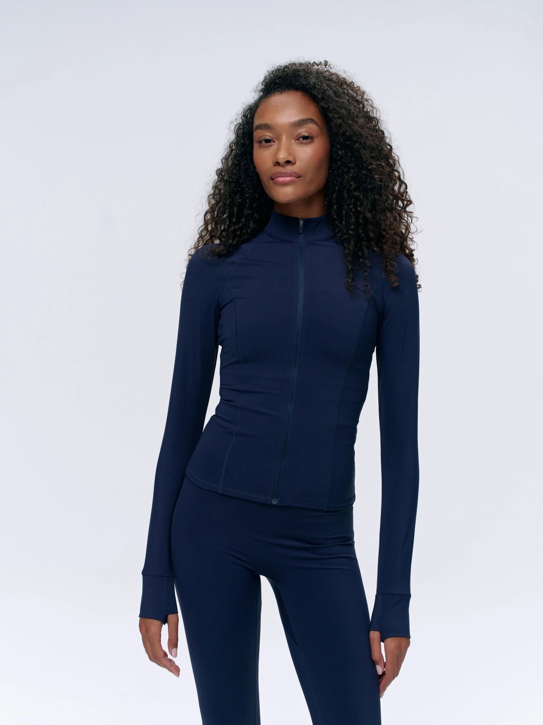 Ultimate Long Sleeve Zip Up Top - Navy Blue