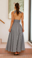 Brydie Halter Maxi Dress - Gingham Black