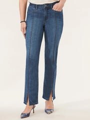 "Ab"solution® High Rise Front Slit Straight Leg Jeans