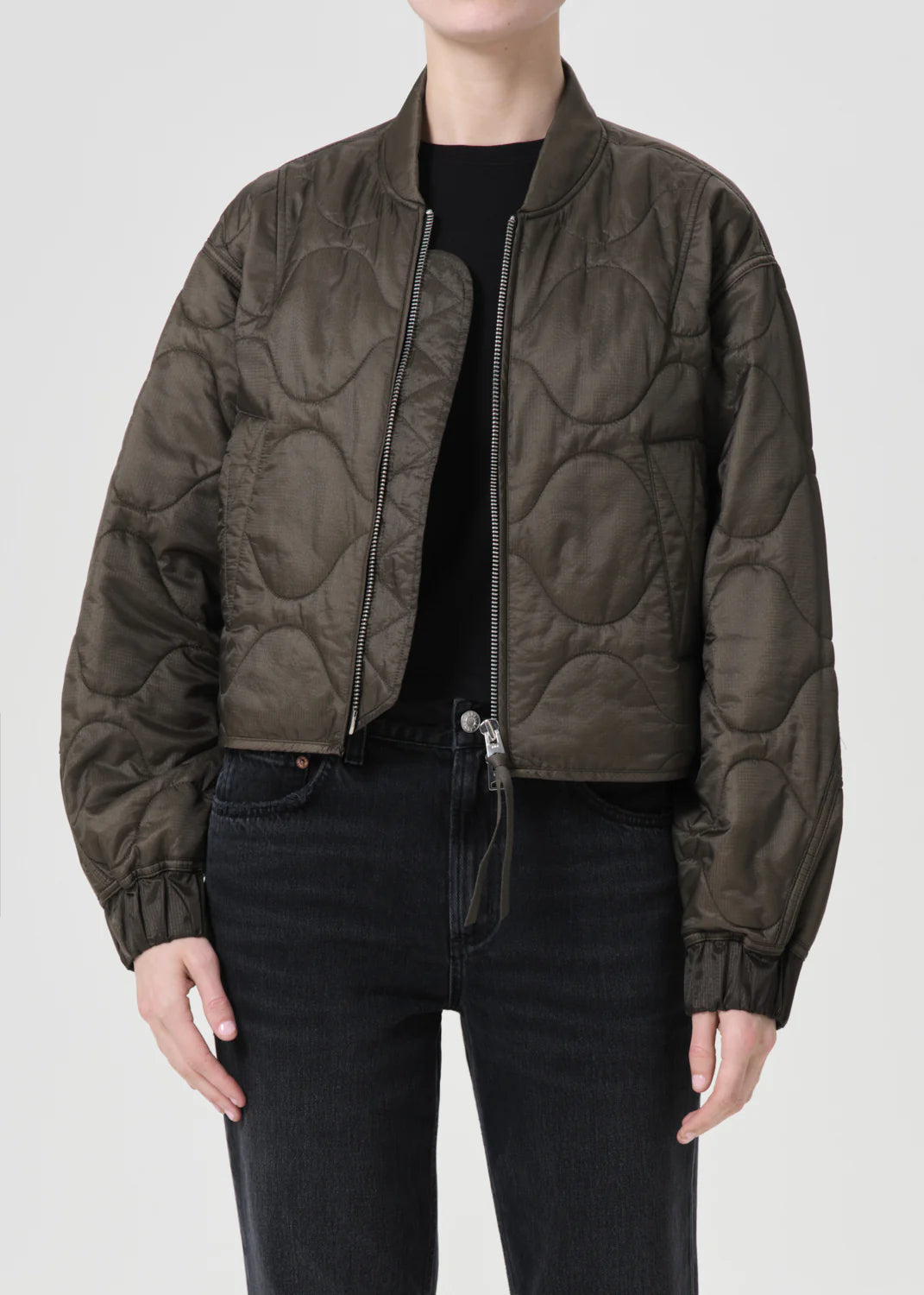 Shoreditch Ski Club x AGOLDE Iona Quilted Jacket in Olive