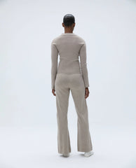 Knit Long Sleeve Button Up Top - Sand