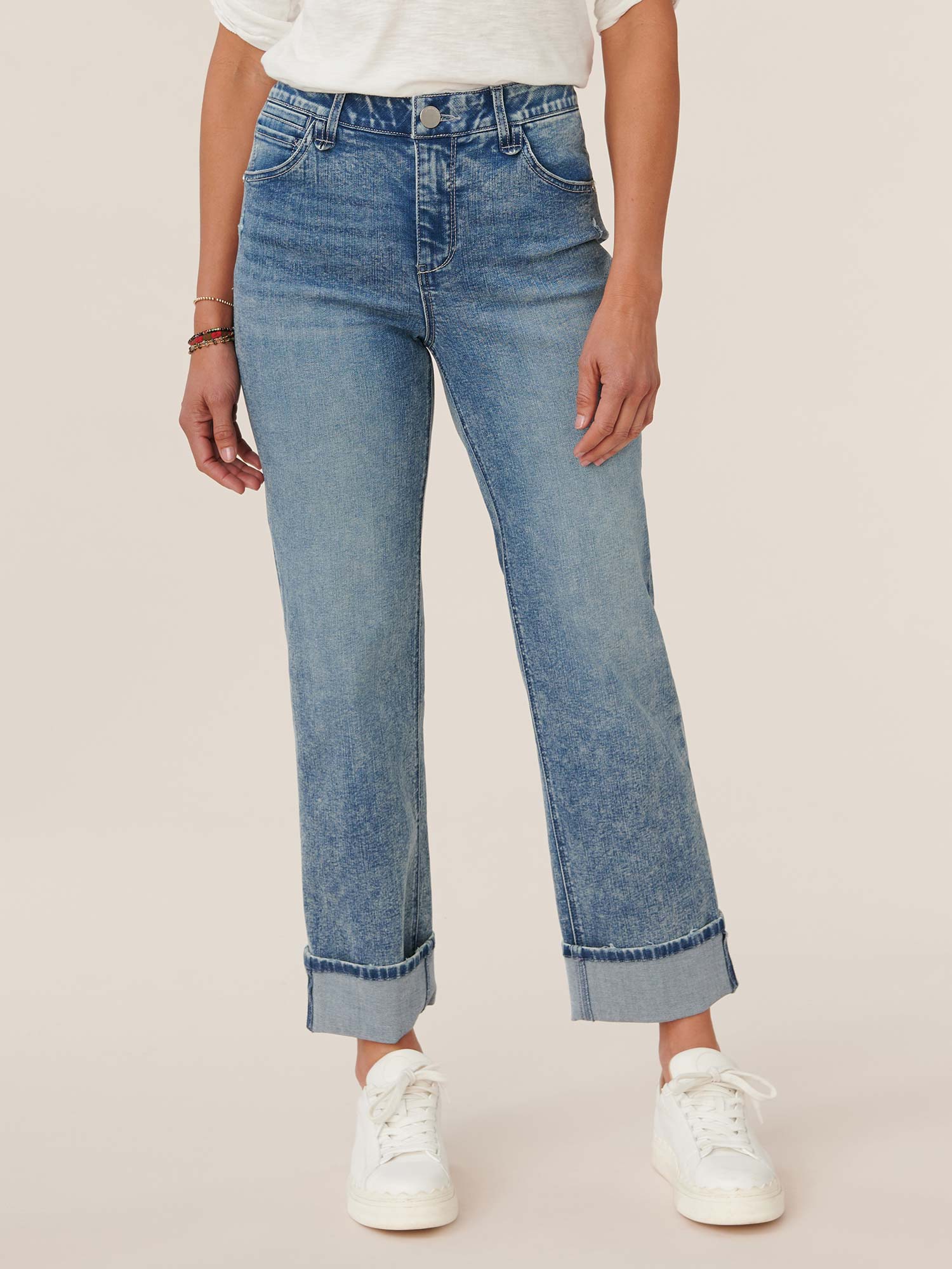 "Ab"solution® High Rise Light Blue Boyfriend Jean