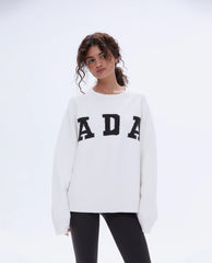 ADA Oversized Knit Sweatshirt - Cream/Coffee Bean
