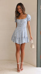 Kori Mini Dress - Blue Floral