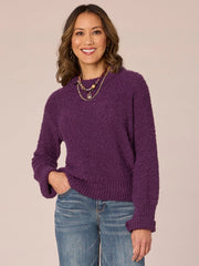 Long Sleeve Double Banded Round Neck Sweater