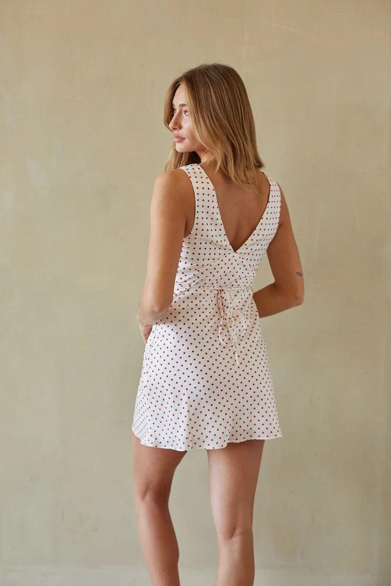 Annie Polka Dot Satin Mini Dress
