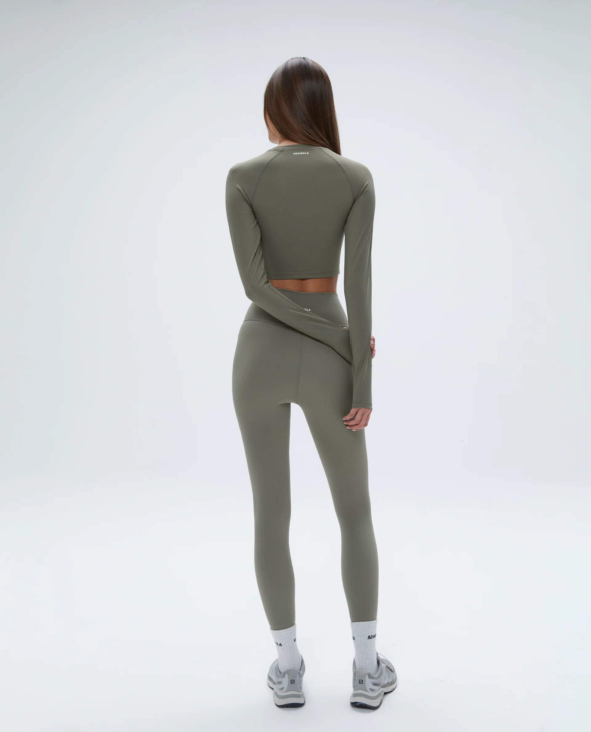 Long Sleeve Crop Top - Olive Green
